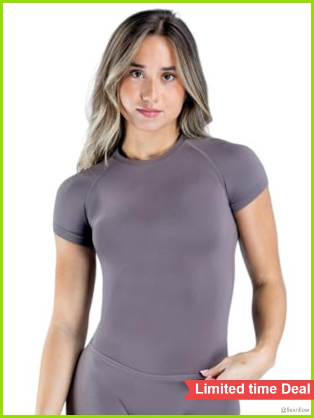 Seamless Cropped Workout Top Short Sleeve Crew Neck Slim Fit